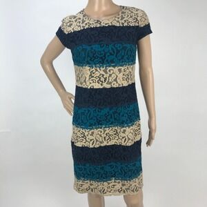 Ann Taylor Colorblock Lace Overlay Sheath Mini Dress Size 2 Party Formal Evening
